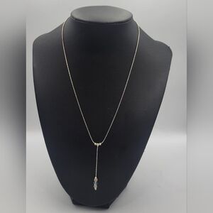 Vintage 925 Sterling Silver Italy Y Drop Dangle Necklace